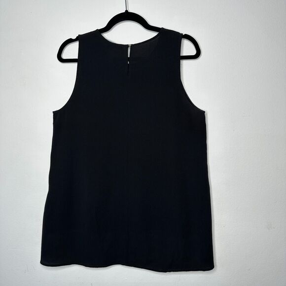 HYFVE Black with Silver Grommet Sleeveless Silky Hi Low Tunic Tank Keyhole Back - Picture 9 of 16